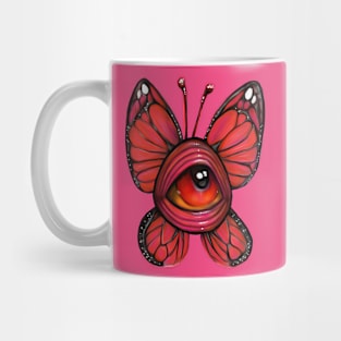 Groovy Pop Surreal Big Eyed Art Monarch Butterfly Illustration Mug